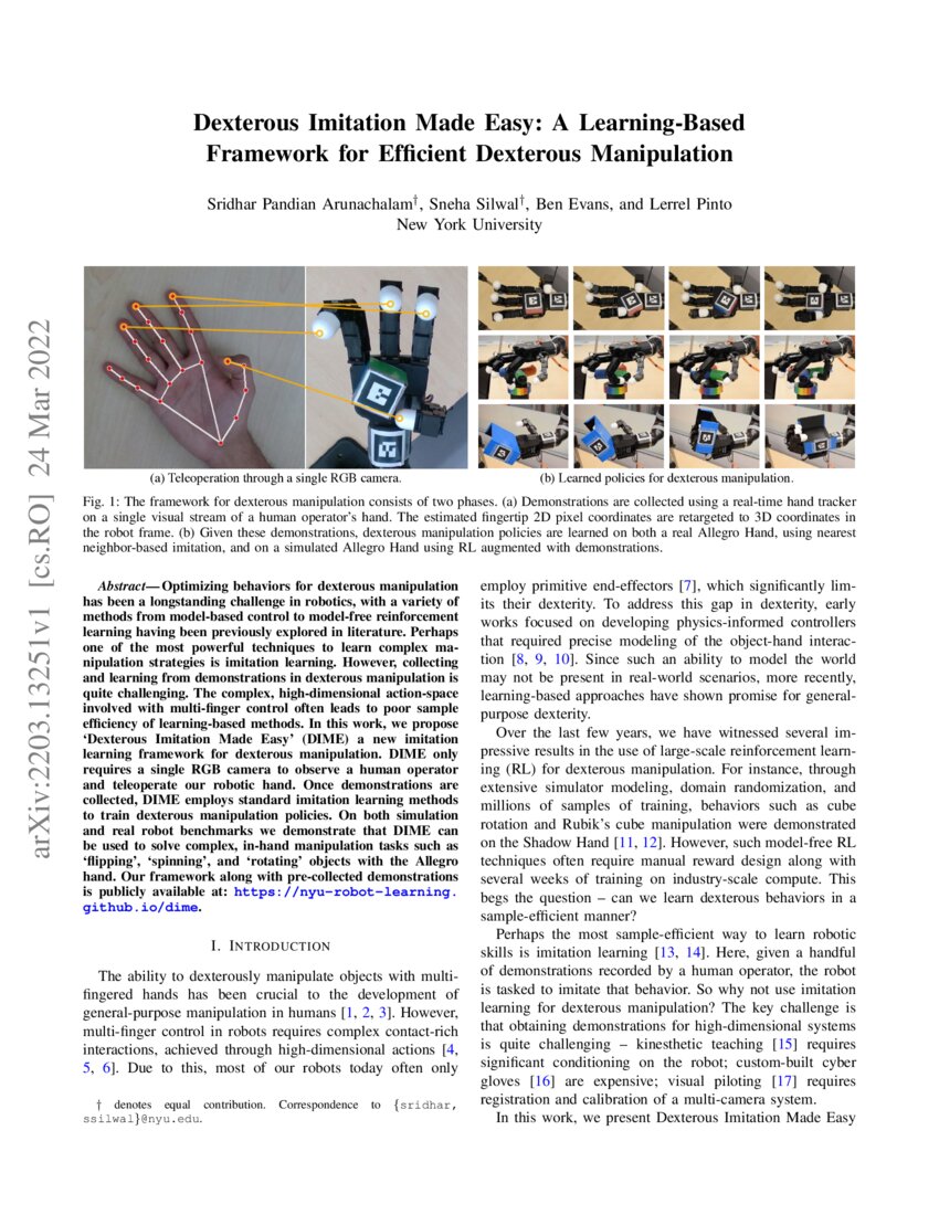 Dexterous Imitation Made Easy A Learning Based Framework For Efficient Dexterous Imitation Made Easy A Learning Based Framework For Efficient