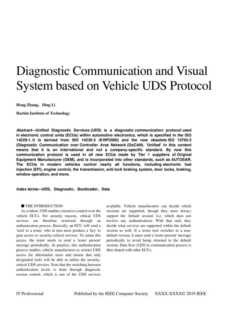 Diagnostic Communication and Visual System based on Vehicle UDS ...