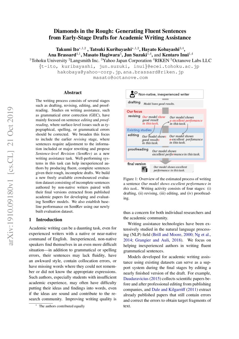 Diamonds In The Rough Generating Fluent Sentences From Early Stage Drafts For Academic Writing Assistance Deepai