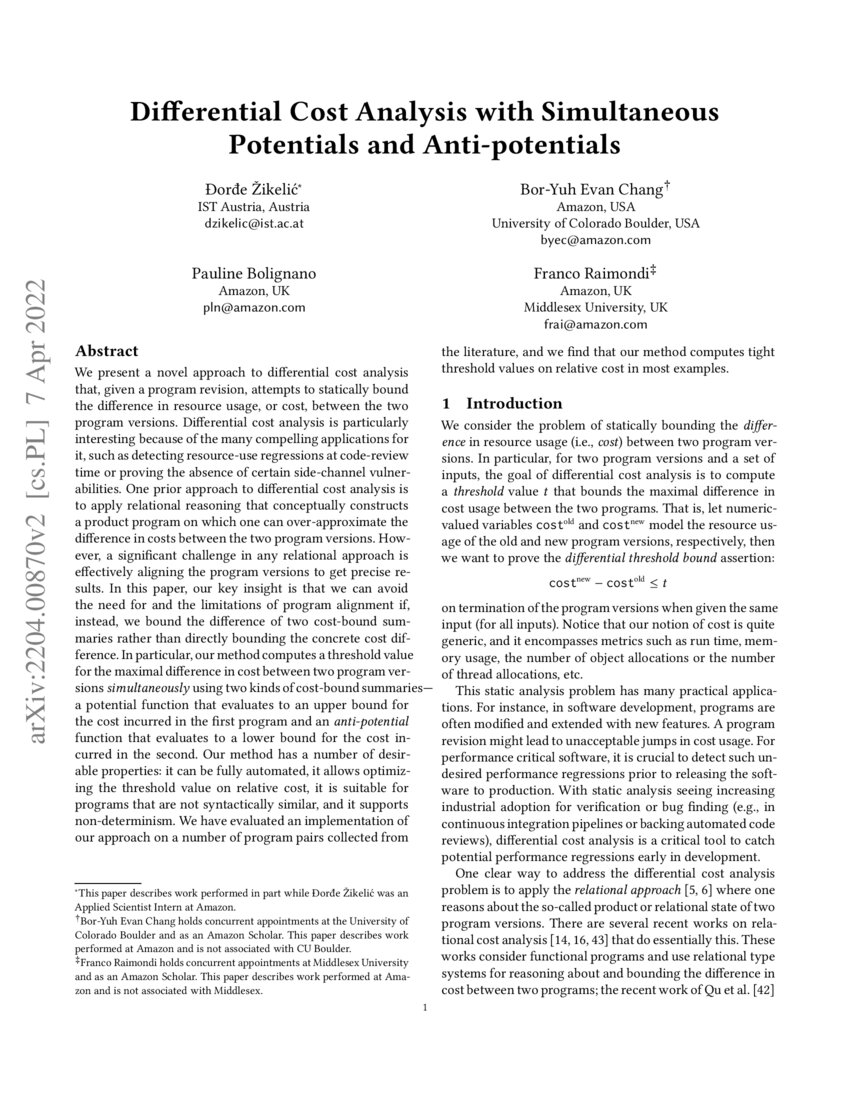 Differential Cost Analysis with Simultaneous Potentials and Anti