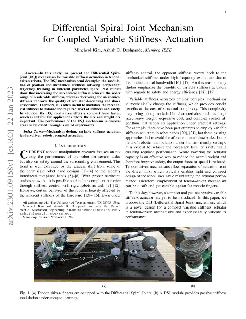 Differential Spiral Joint Mechanism for Coupled Variable Stiffness