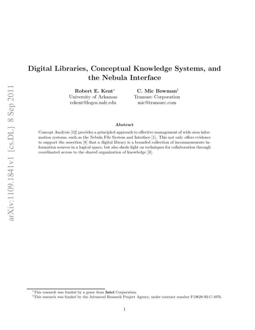 Digital Libraries, Conceptual Knowledge Systems, and the Nebula