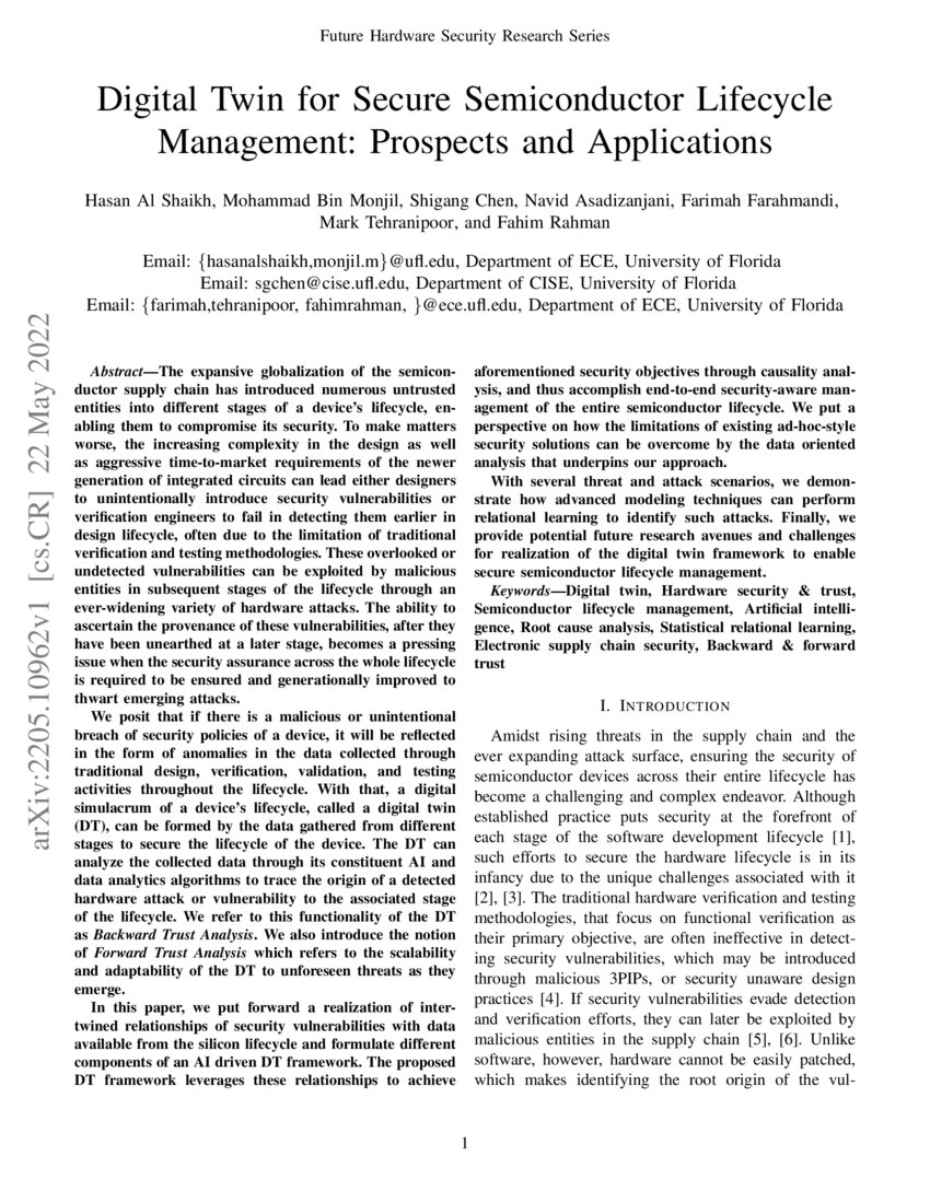 Digital Twin for Secure Semiconductor Lifecycle Management Prospects