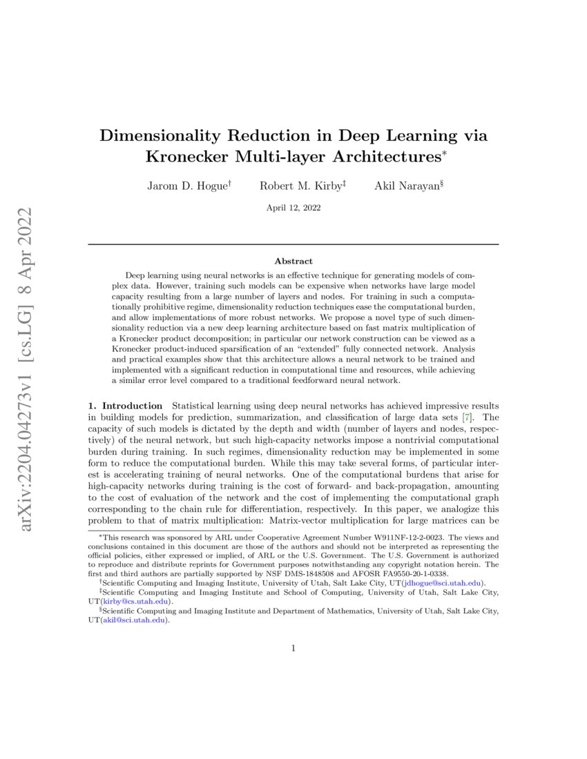 Dimensionality Reduction in Deep Learning via Kronecker Multi-layer ...