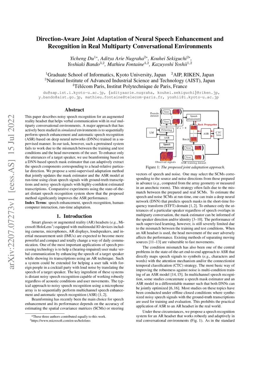 DirectionAware Joint Adaptation of Neural Speech Enhancement and