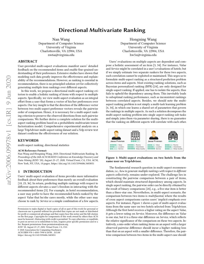 Directional Multivariate Ranking DeepAI