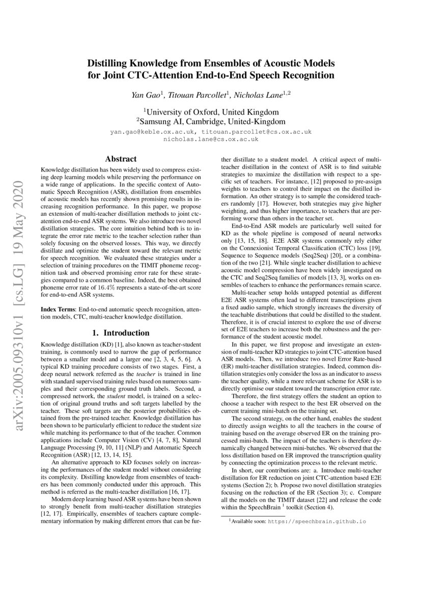 Distilling Knowledge From Ensembles Of Acoustic Models For Joint N CTC Attention End to End 