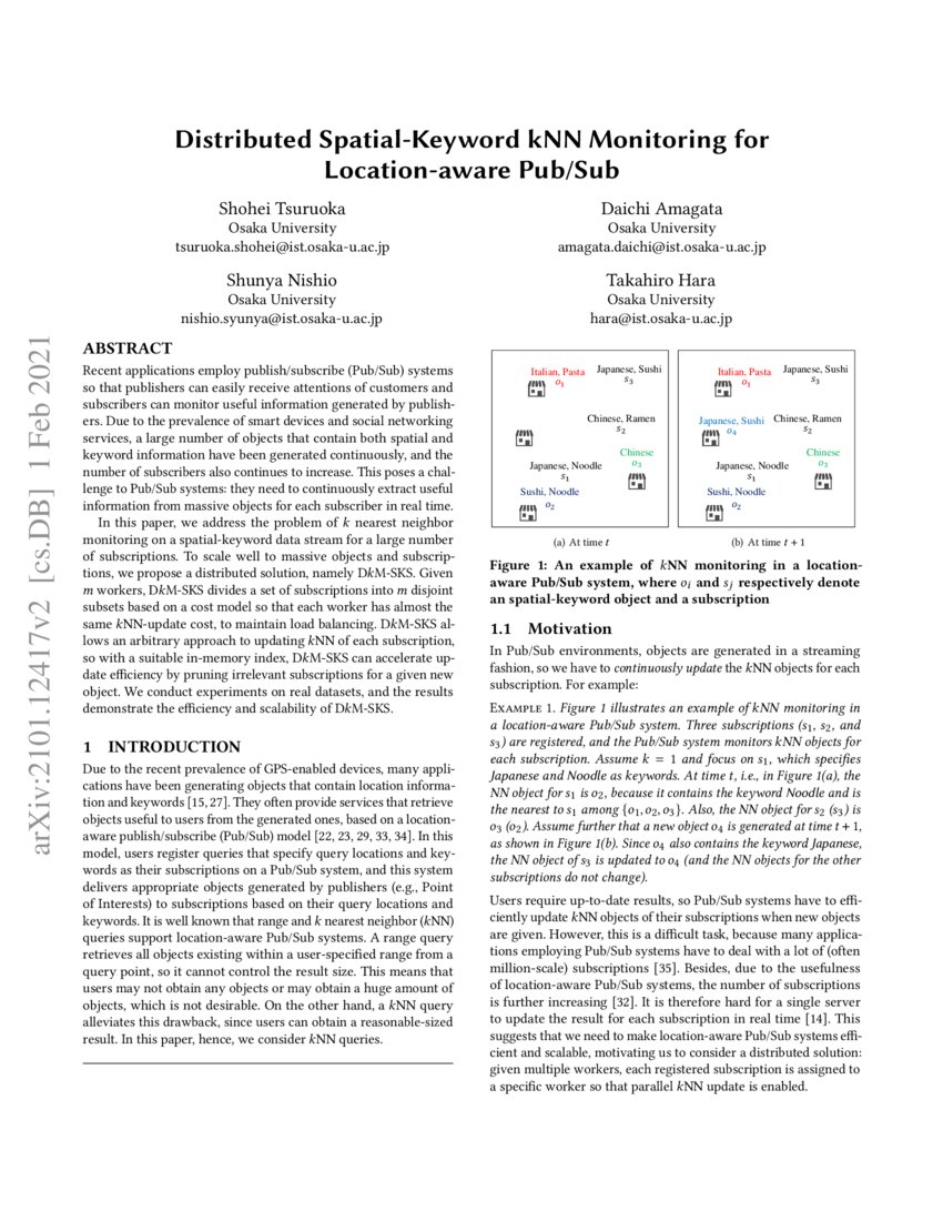 Distributed SpatialKeyword kNN Monitoring for Locationaware Pub/Sub