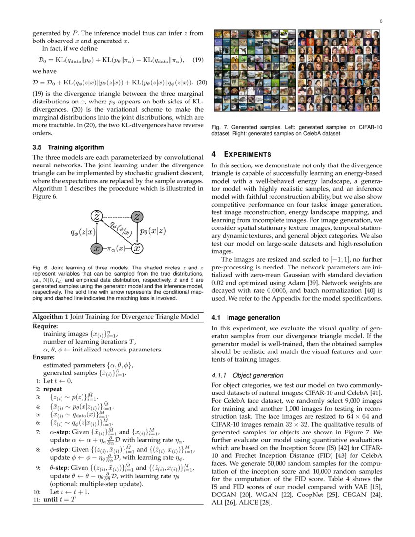 Divergence Triangle for Joint Training of Generator Model, Energybased