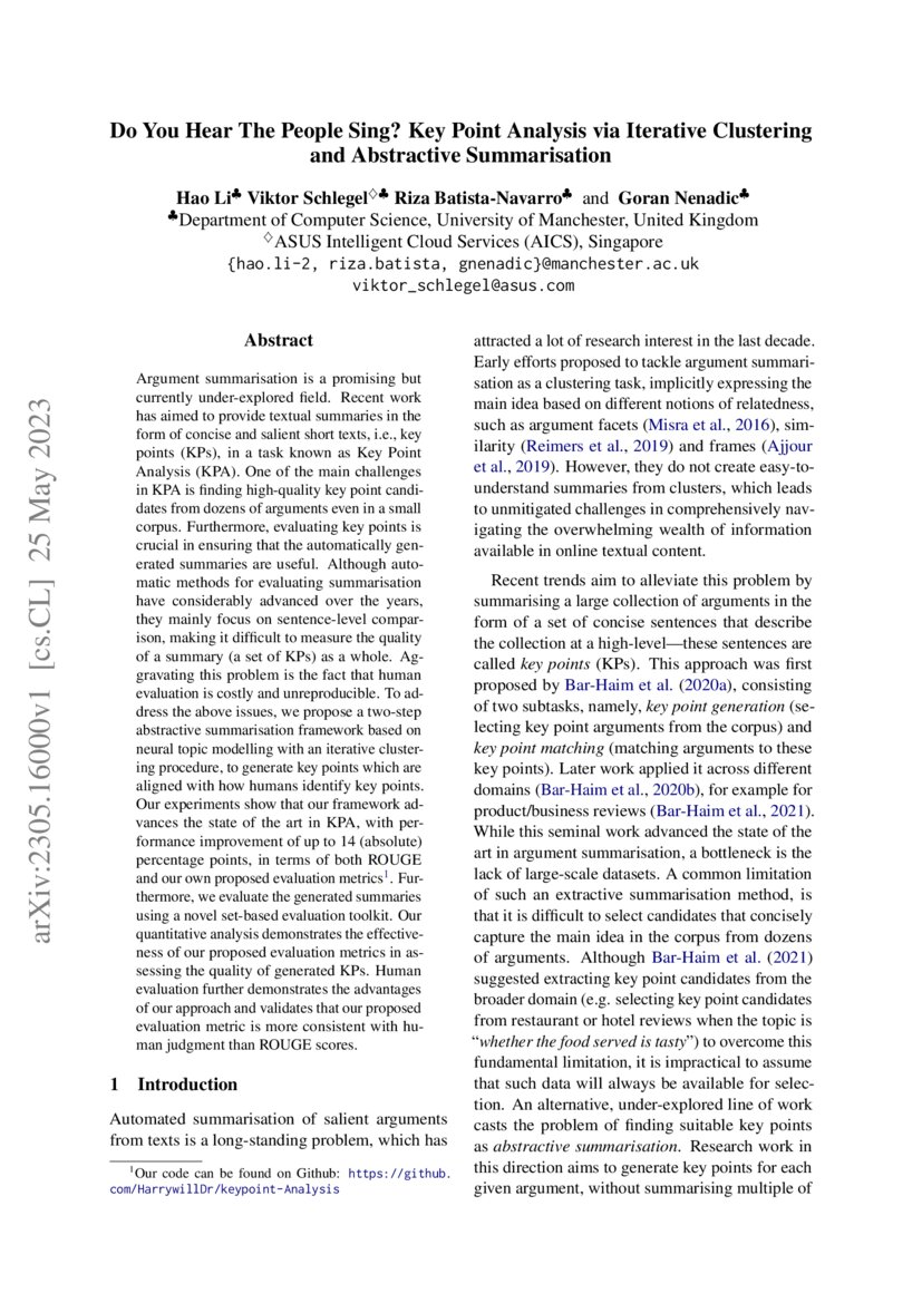 Do You Hear The People Sing? Key Point Analysis via Iterative