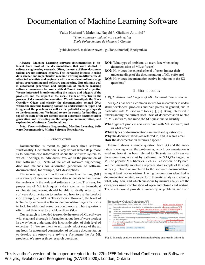 Documentation of Machine Learning Software | DeepAI