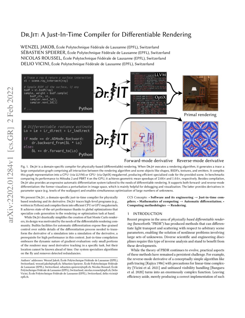 Dr.Jit: A Just-In-Time Compiler for Differentiable Rendering | DeepAI
