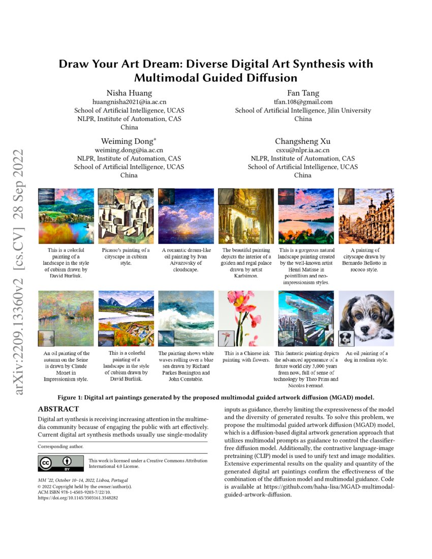 Draw Your Art Dream Diverse Digital Art Synthesis with Multimodal