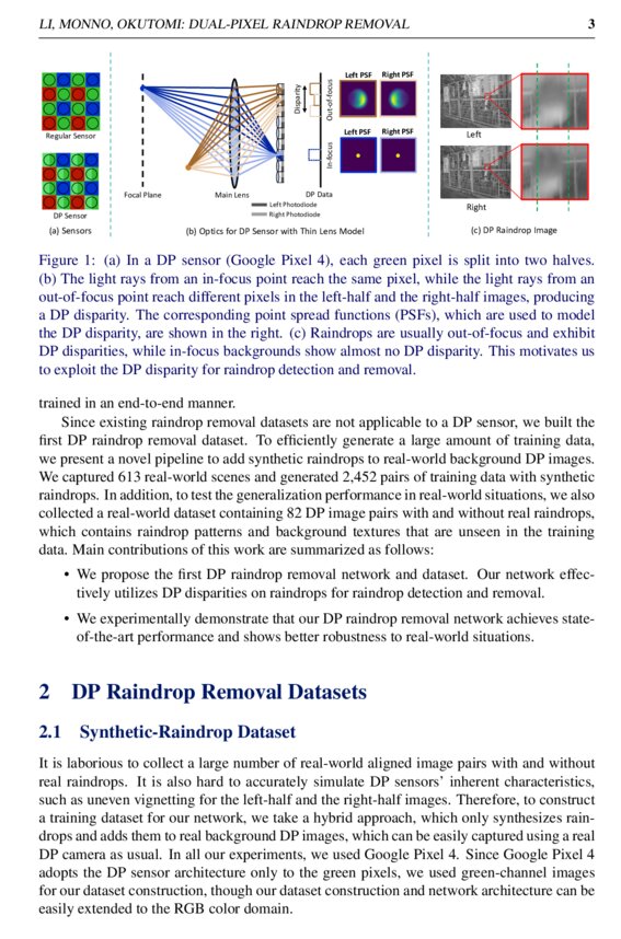 DualPixel Raindrop Removal DeepAI