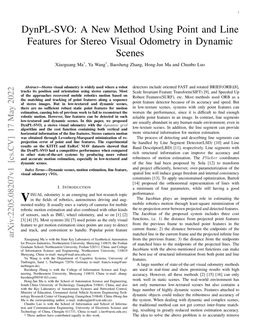 DynPL-SVO: A New Method Using Point and Line Features for Stereo Visual ...