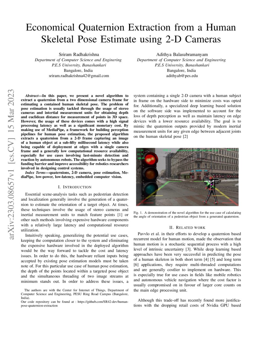 Economical Quaternion Extraction from a Human Skeletal Pose Estimate