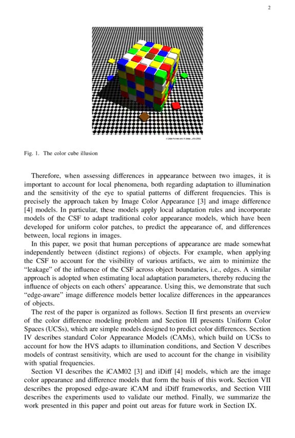 EdgeAware Image Color Appearance and Difference Modeling DeepAI