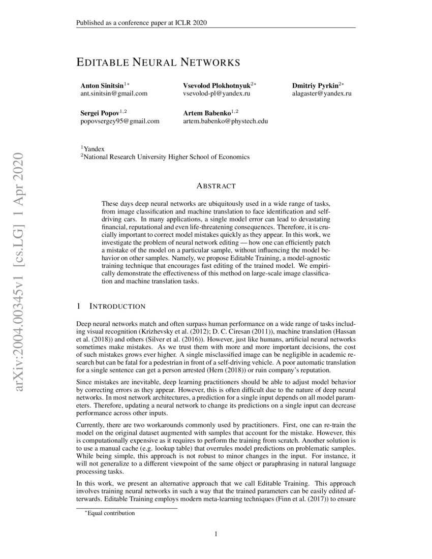 Editable Neural Networks Deepai Editable Neural Networks Deepai