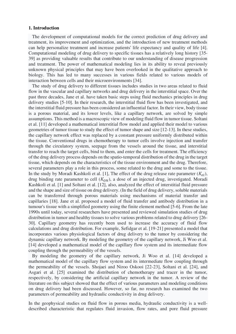 Effect of hydraulic conductivity and permeability on drug distribution