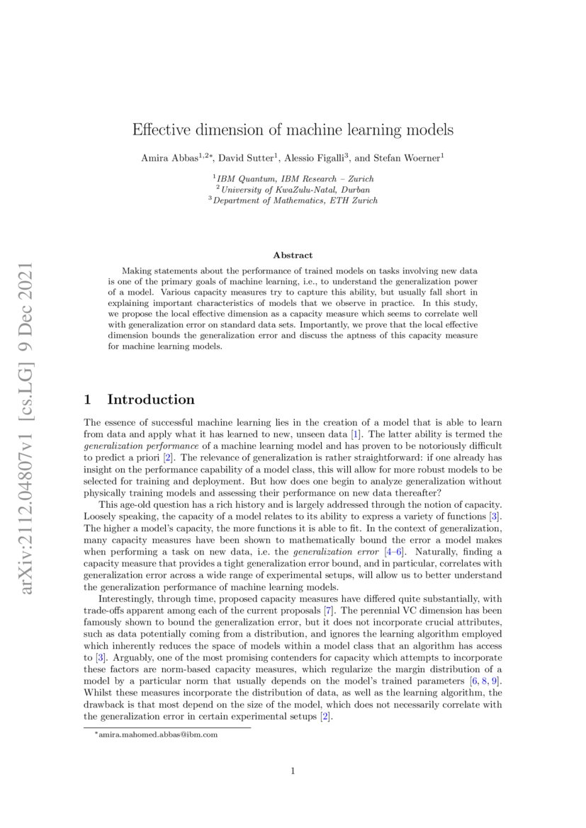 Effective Dimension Of Machine Learning Models DeepAI