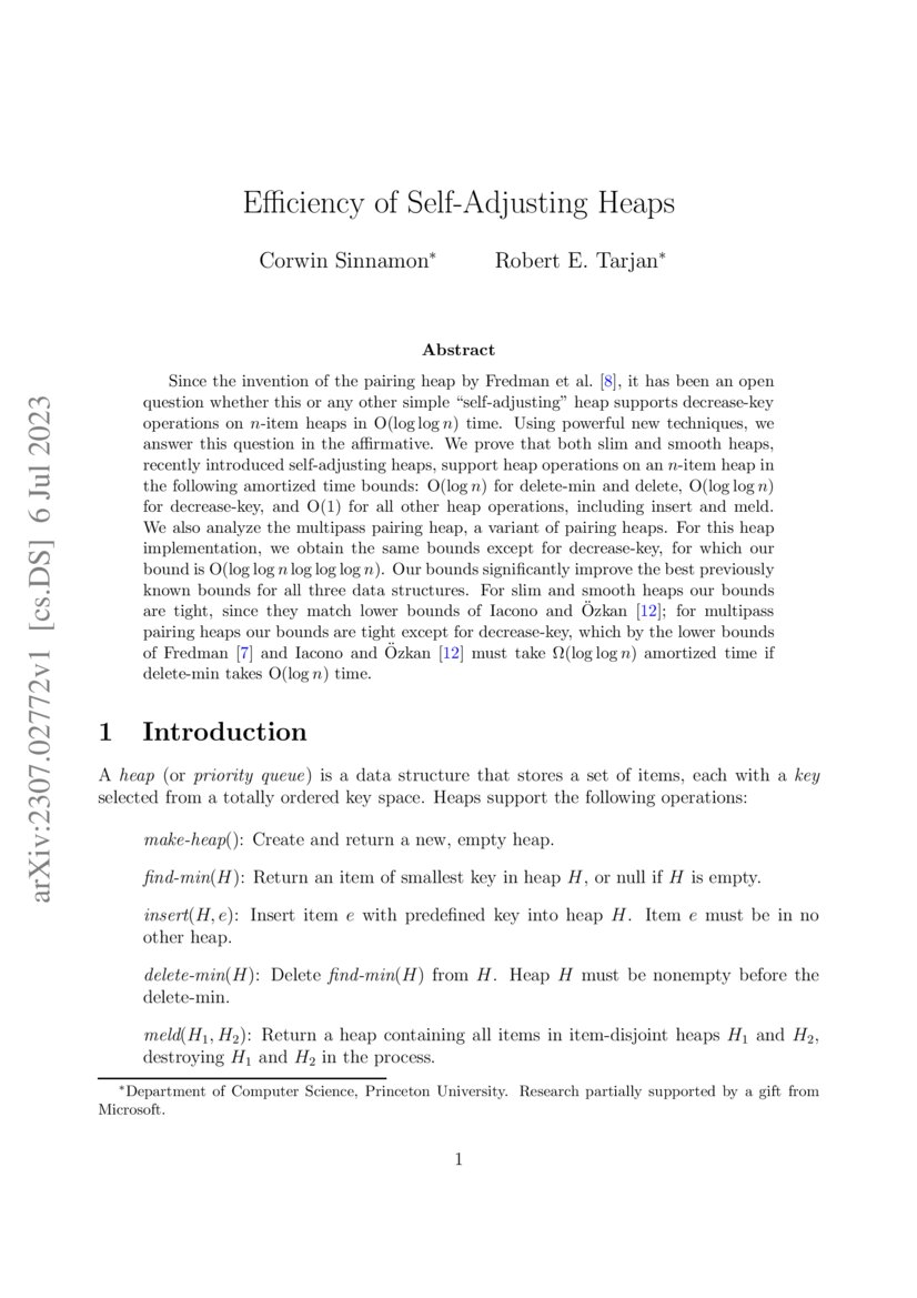 Efficiency of SelfAdjusting Heaps DeepAI