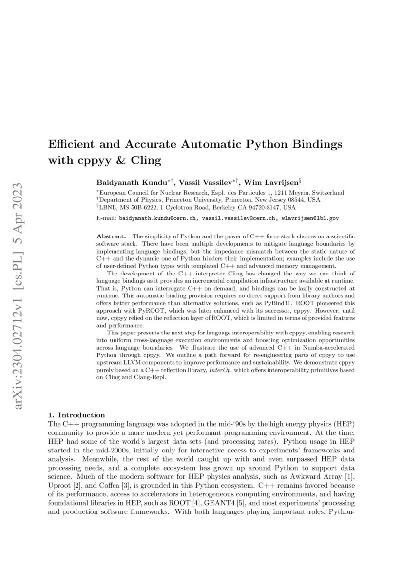 Efficient and Accurate Automatic Python Bindings with cppyy Cling DeepAI