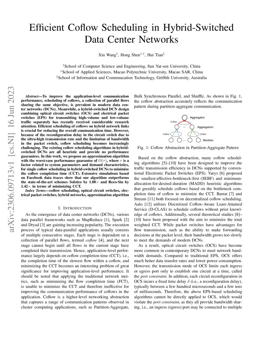 Efficient Coflow Scheduling in HybridSwitched Data Center Networks DeepAI