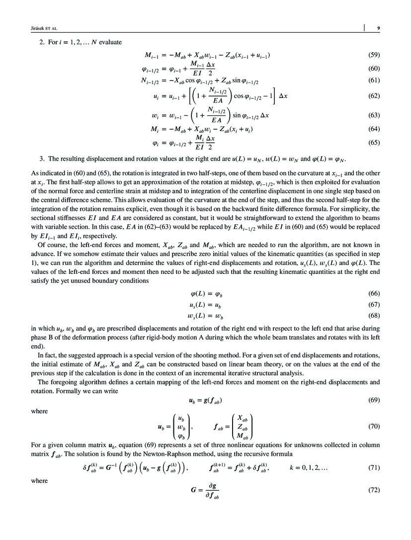 Efficient formulation of a geometrically nonlinear beam element | DeepAI