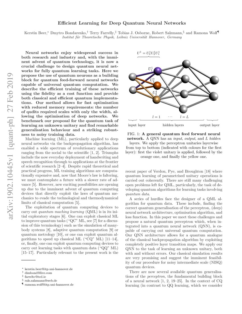 Efficient Learning For Deep Quantum Neural Networks | DeepAI