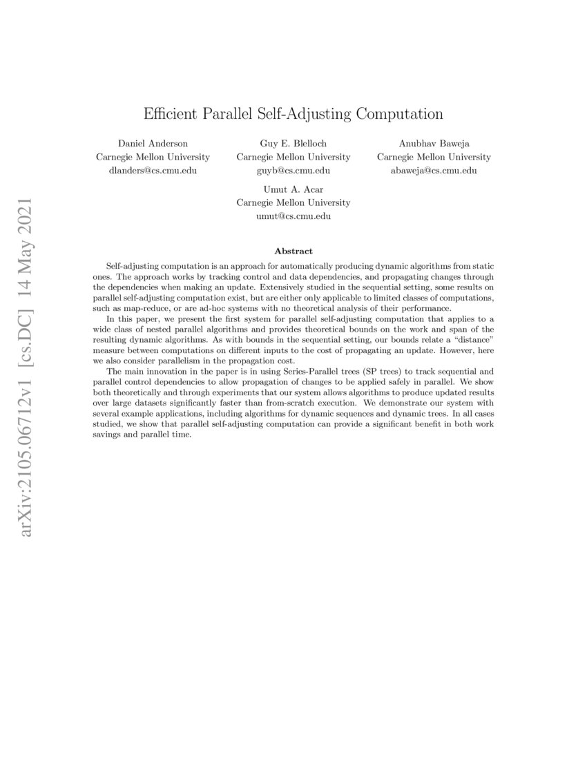Efficient Parallel SelfAdjusting Computation DeepAI