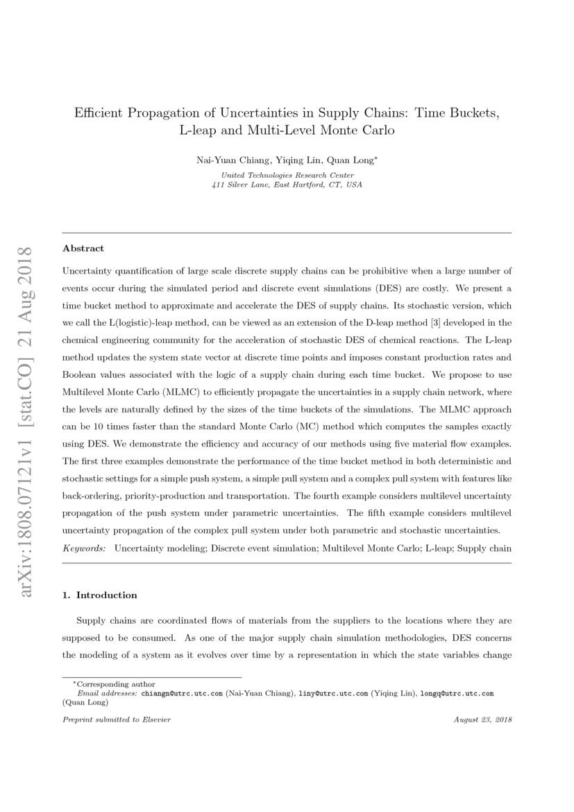 Efficient Propagation of Uncertainties in Supply Chains Time Buckets