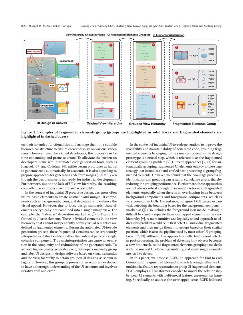 EGFE: End-to-end Grouping of Fragmented Elements in UI Designs with ...