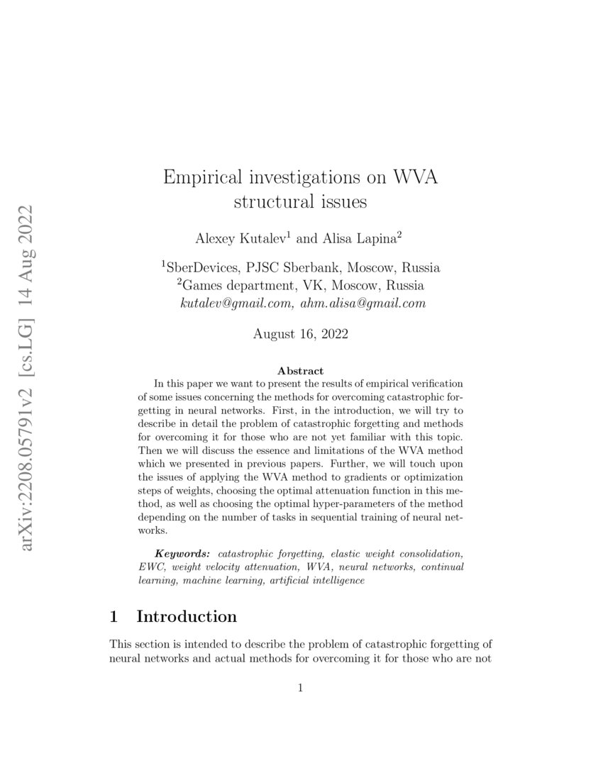 Empirical investigations on WVA structural issues DeepAI