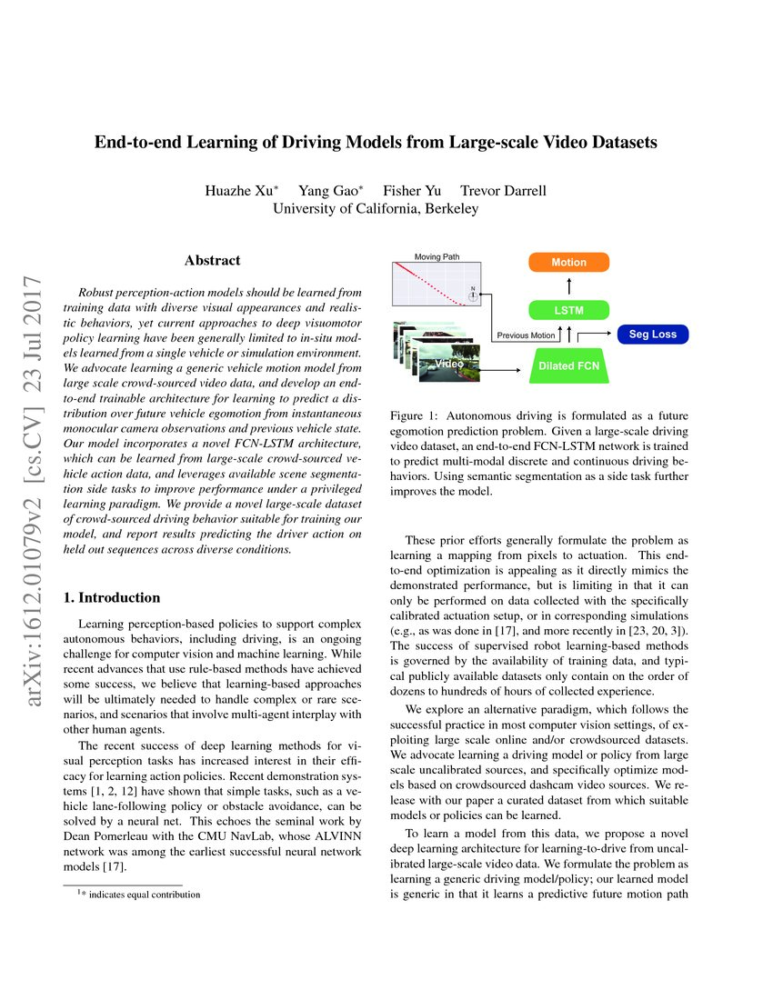 End-to-end Learning of Driving Models from Large-scale Video Datasets ...