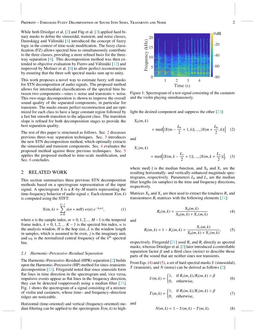 Enhanced Fuzzy of Sound Into Sines, Transients, and Noise