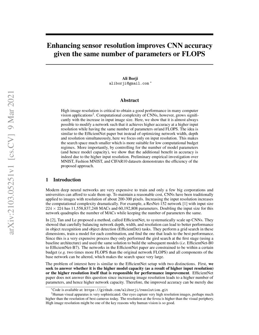 Enhancing sensor resolution improves CNN accuracy given the same number