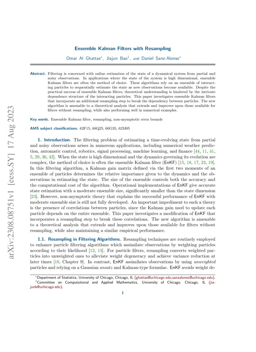 Ensemble Kalman Filters with Resampling DeepAI