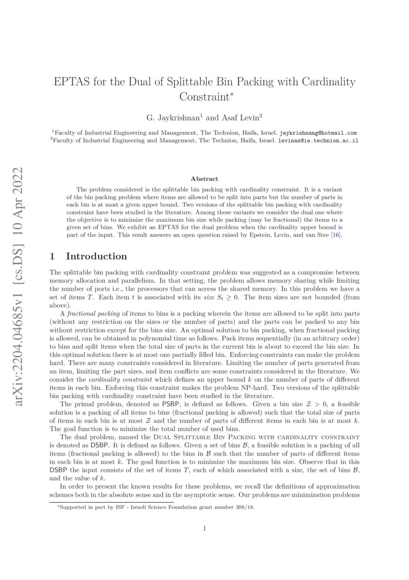 EPTAS for the dual of splittable bin packing with cardinality
