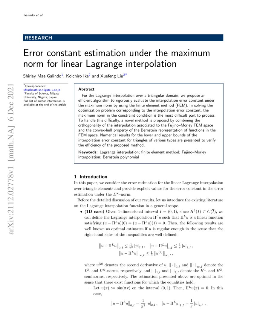 Error constant estimation under the maximum norm for linear Lagrange