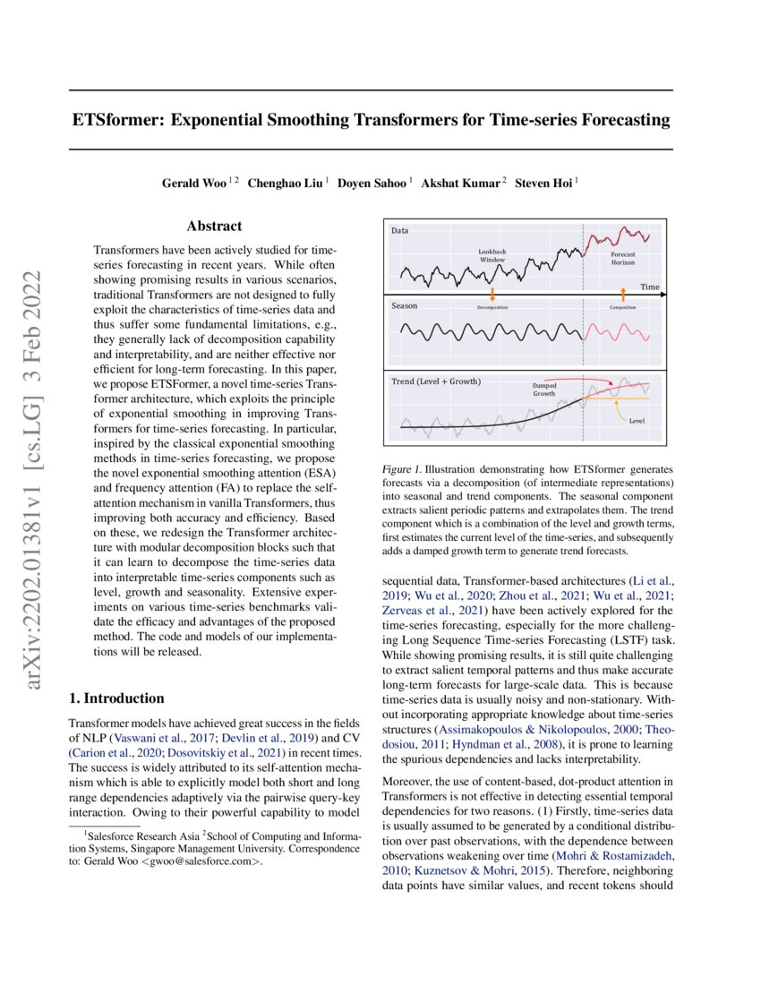 ETSformer Exponential Smoothing Transformers for Timeseries