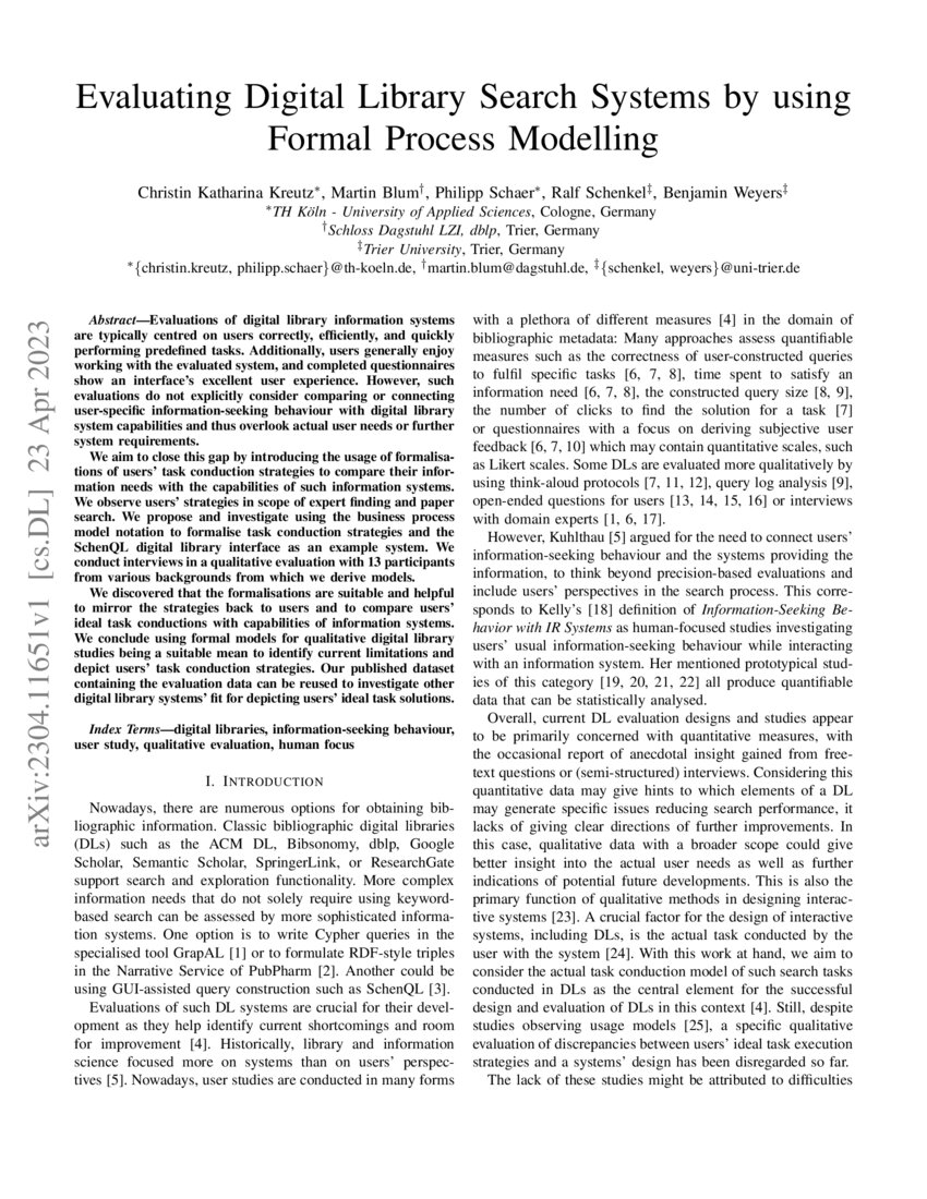 Evaluating Digital Library Search Systems by using Formal Process