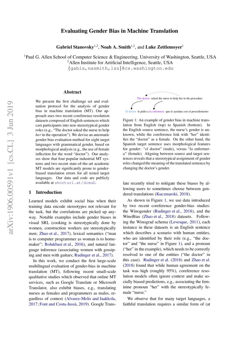 Evaluating gender bias in machine translation deepai