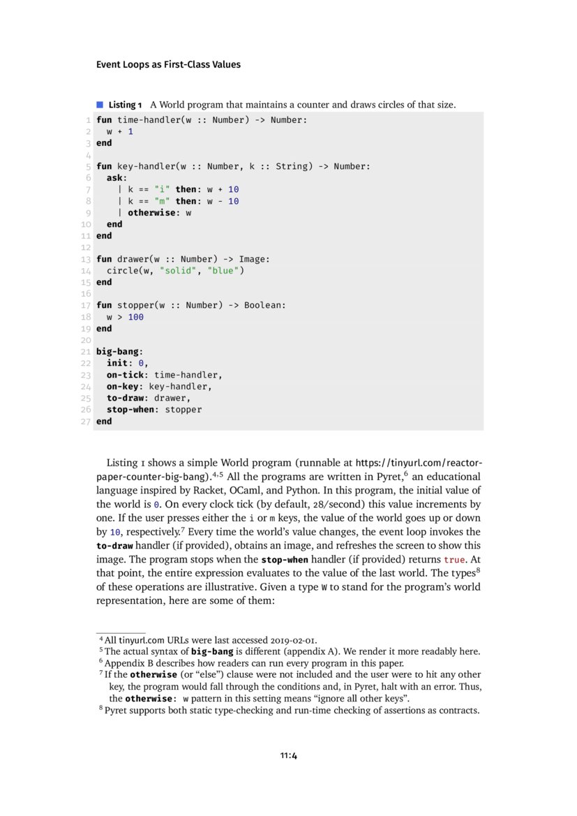 Event Loops as FirstClass Values A Case Study in Pedagogic Language