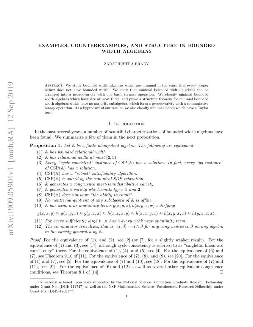 Examples, counterexamples, and structure in bounded width algebras DeepAI