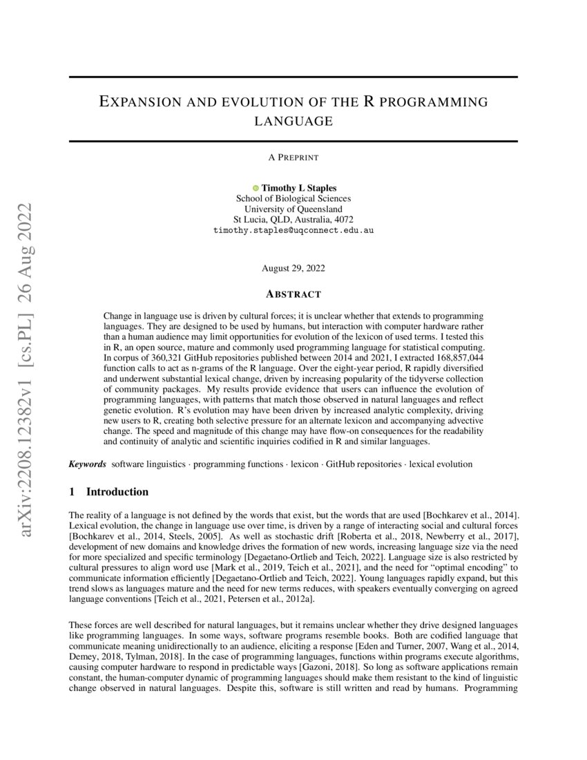 Expansion and evolution of the R programming language | DeepAI
