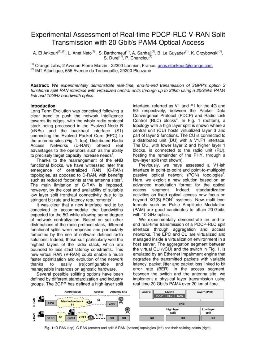 Experimental Assessment of Real-time PDCP-RLC V-RAN Split Transmission ...