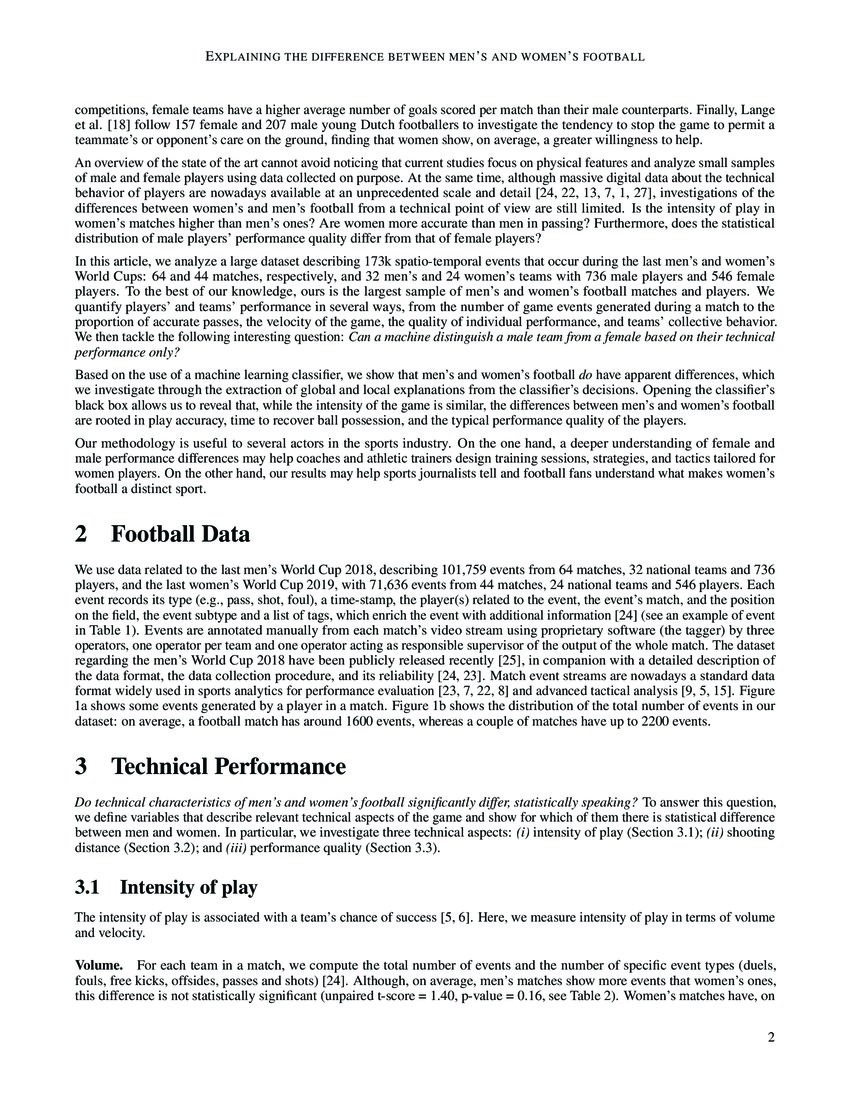 Explaining the difference between men's and women's football DeepAI