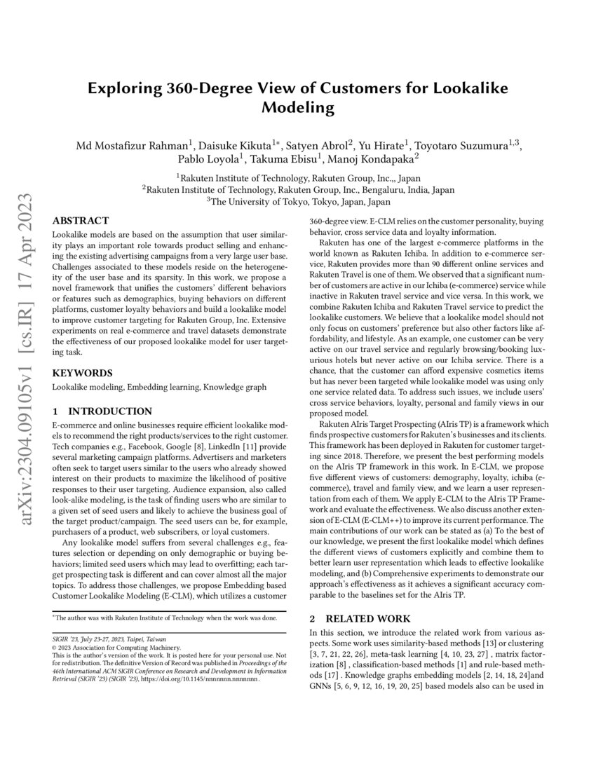 Exploring 360Degree View of Customers for Lookalike Modeling DeepAI