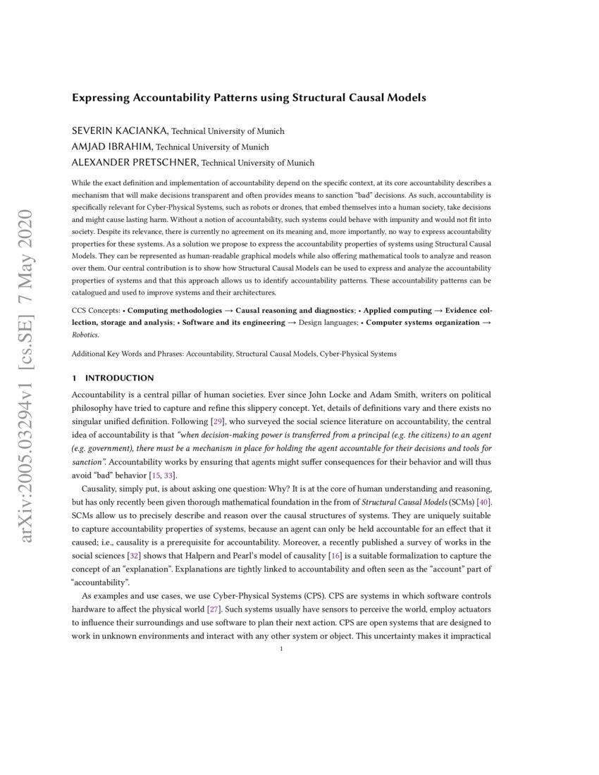 Expressing accountability patterns using structural causal models deepai