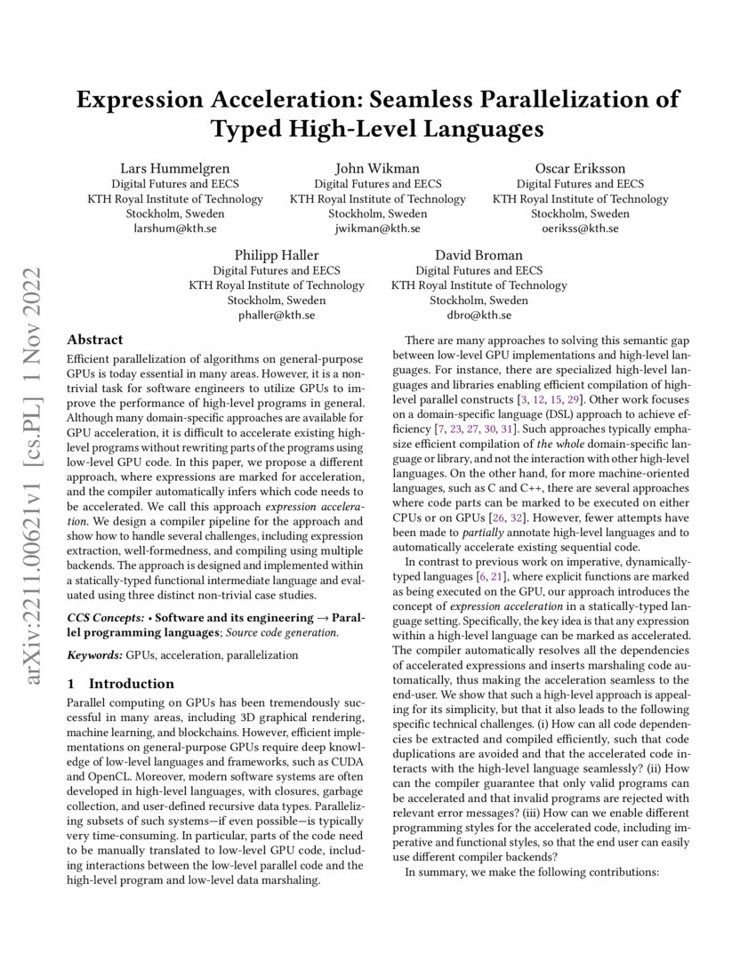 Expression Acceleration Seamless Parallelization of Typed HighLevel